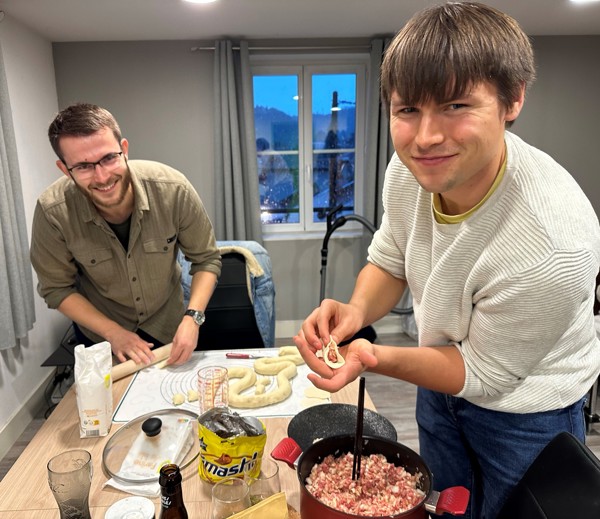 Making dumplings with Mats and Benjamin